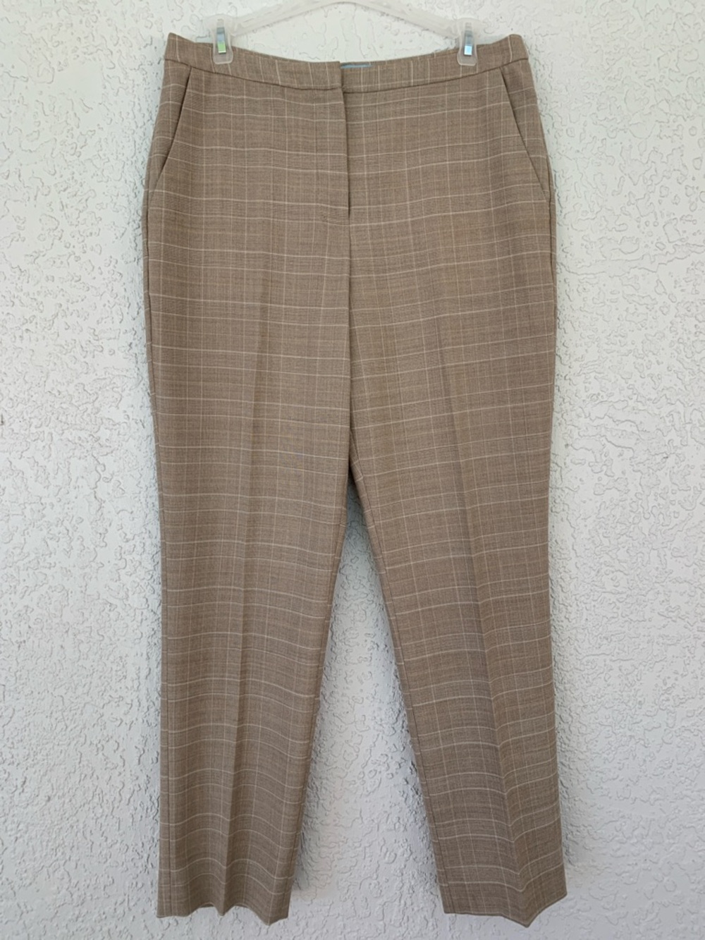 ANTONIO MELANI Beige Plaid wool blend Dress Pants size 8